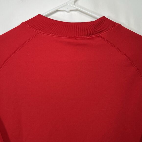 Under Armour Short Sleeve Mock Neck Relaxed Fit Shirt Mens Size Large Red Logo - Picture 9 of 10